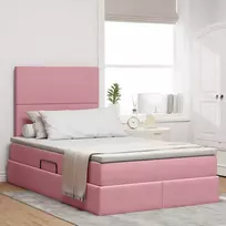 LED saugojimo lova su čiužiniu Rožinė 120 x 200 cm Aksomas