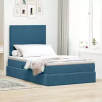 LED saugojimo lova su čiužiniu Tamsiai mėlyna 120 x 200 cm