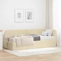 Lova Kampinė lovos konstrukcija Kreminė 80 x 200 cm audinys