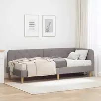 Lova Kampinė lovos konstrukcija Taupe 80 x 200 cm audinys