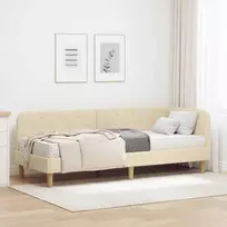 Lova Kampinė lovos konstrukcija Kreminė 80 x 200 cm audinys