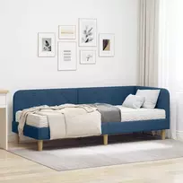 Lova Kampinė lovos konstrukcija Mėlyna 80 x 200 cm audinys
