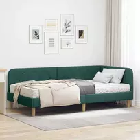 Lova Kampinė lovos konstrukcija Tamsiai žalia 90 x 200 cm audinys