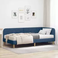 Lova Kampinė lovos konstrukcija Mėlyna 90 x 200 cm audinys