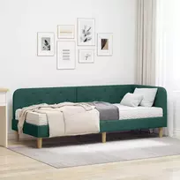 Lova Kampinė lovos konstrukcija Tamsiai žalia 80 x 200 cm audinys