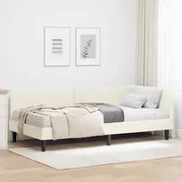 Lova Kampinė lovos konstrukcija Kreminė 90 x 200 cm Aksomas