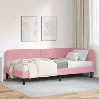 Lova Kampinė lovos konstrukcija Rožinė 90 x 200 cm Aksomas