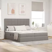 LED saugojimo lova su čiužiniu Taupe 180 x 200 cm Audinys