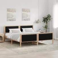 Lova Lovos rėmas Ruda ir juoda 180 x 200 cm Pušies masyvas