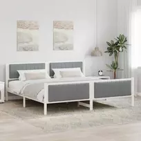 Lova Lovos rėmas Balta ir šviesiai pilka 200 x 200 cm Pušies masyvas