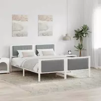 Lova Lovos rėmas Balta ir šviesiai pilka 160 x 200 cm Pušies masyvas