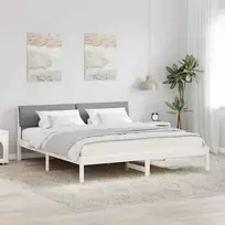 Lova Lovos rėmas Balta ir šviesiai pilka 180 x 200 cm Pušies masyvas