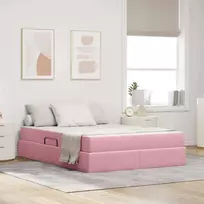 Lova su daiktų laikymo vieta ir čiužiniu Rožinė 140 x 190 cm
