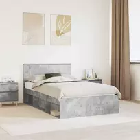 Lova Lovos rėmas Betono pilka 135 x 190 cm Apdirbta mediena