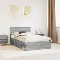 Lova Lovos rėmas Pilkas Sonoma 135 x 190 cm Apdirbta mediena