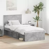Lova Lovos rėmas su galvūgalio Betoninė 90 x 200 cm Apdirbta mediena