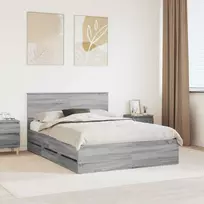 Lova Lovos rėmas Pilkas Sonoma 150 x 200 cm Inžinerinė mediena