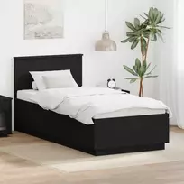 Lova Lovos rėmas su galvūgalio Juoda 100 x 200 cm Apdirbta mediena