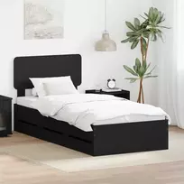 Lova Lovos rėmas su stalčių Juodas 90 x 200 cm Dirbtinė mediena
