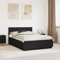 Lova Lovos rėmas su galvūgalio Juoda 150 x 200 cm Apdirbta mediena