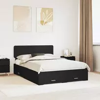 Lova Lovos rėmas su galvūgalio Juoda 140 x 190 cm Apdirbta mediena