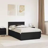 Lova Lovos rėmas su galvūgalio Juoda 120 x 200 cm Apdirbta mediena