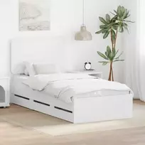 Lova Lovos rėmas su stalčių Balta 100 x 200 cm Inžinerinė mediena