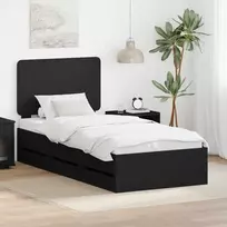 Lova Lovos rėmas su stalčių Juoda 90 x 190 cm Inžinerinė mediena