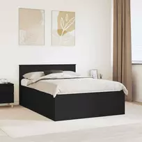 Lova Lovos rėmas su galvūgalio Juoda 150 x 200 cm Apdirbta mediena