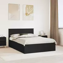 Lova Lovos rėmas su galvūgalio Juoda 150 x 200 cm Apdirbta mediena