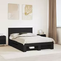 Lova Lovos rėmas su galvūgalio Juoda 150 x 200 cm Apdirbta mediena
