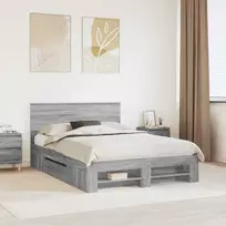 Lova Lovos rėmas Pilkas Sonoma 140 x 200 cm Apdirbta mediena