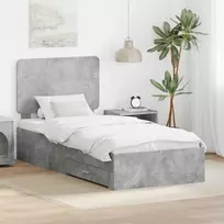 Lova Lovos rėmas Betono pilka 90 x 200 cm Apdirbta mediena