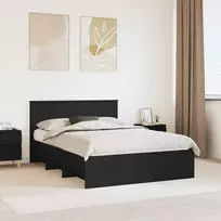 Lova Lovos rėmas su galvūgalio Juoda 140 x 200 cm Apdirbta mediena