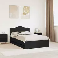 Lova Lovos rėmas su stalčių Juoda 120 x 190 cm Inžinerinė mediena