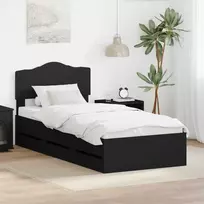 Lova Lovos rėmas su stalčių Juoda 90 x 200 cm Inžinerinė mediena
