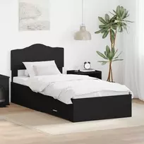 Lova Lovos rėmas su stalčių Juoda 100 x 200 cm Apdirbta mediena
