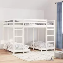 Lova Trivietis lovos rėmas Balta 140 x 200 cm Kietos pušies mediena