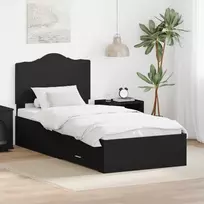 Lova Lovos rėmas su stalčių Juoda 100 x 200 cm Apdirbta mediena