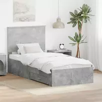 Lova Lovos rėmas su stalčių Betono pilko ir sidabro 75 x 190 cm