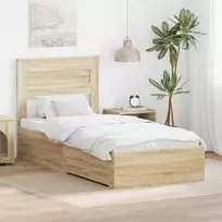 Lova Lovos rėmas su stalčių Sonamos ąžuolo ir sidabro 75 x 190 cm
