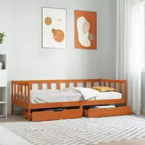 Dienos lova su galvūgalio 3 pcs Vaško ruda Kietas pušies medis