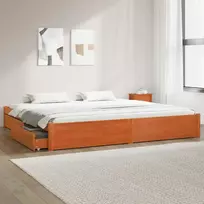 Lova Lovos rėmas su ratu Vaško ruda 200 x 200 cm Kietas pušies medis