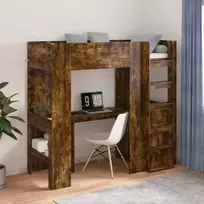 Lova Dviaukštės lovos rėmas su stalu Rūkyta ąžuolas 75 x 190 cm