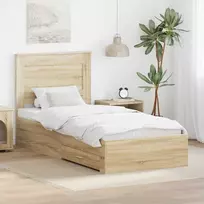 Lova Lovos rėmas su stalčių Sonamos ąžuolo ir sidabro 75 x 190 cm