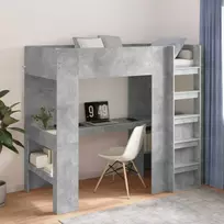 Lova Dviaukštės lovos rėmas su stalu Betono pilka 90 x 190 cm