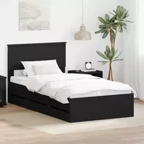 Lova Lovos rėmas su stalčių Juoda 100 x 200 cm Inžinerinė mediena