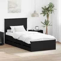 Lova Lovos rėmas su stalčių Juoda 90 x 200 cm Inžinerinė mediena