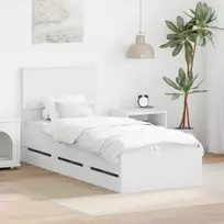 Lova Lovos rėmas su stalčių Balta 75 x 190 cm Inžinerinė mediena