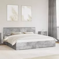 Lova Lovos rėmas Betono pilka 200 x 200 cm Apdirbta mediena